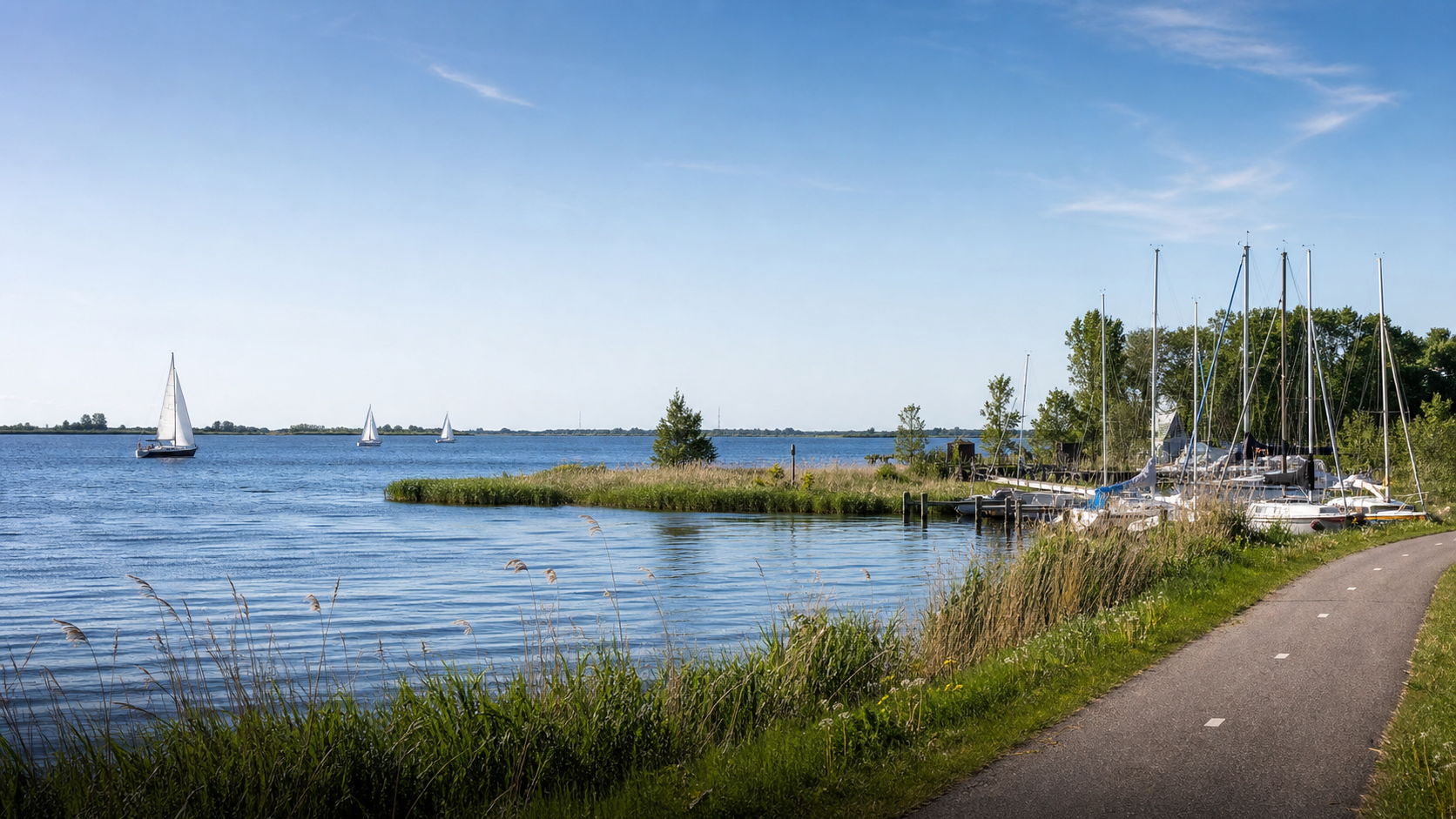 Friese meren met zeilboten en open water