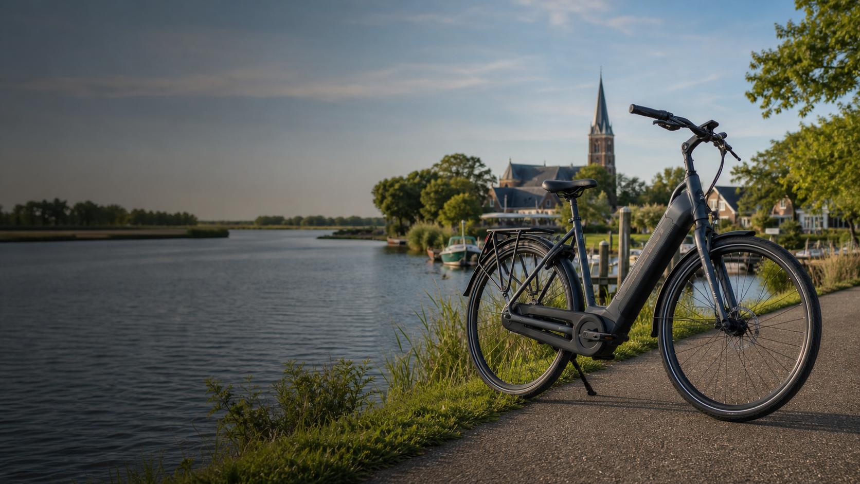 Elektrische fiets aan het water bij Oudega